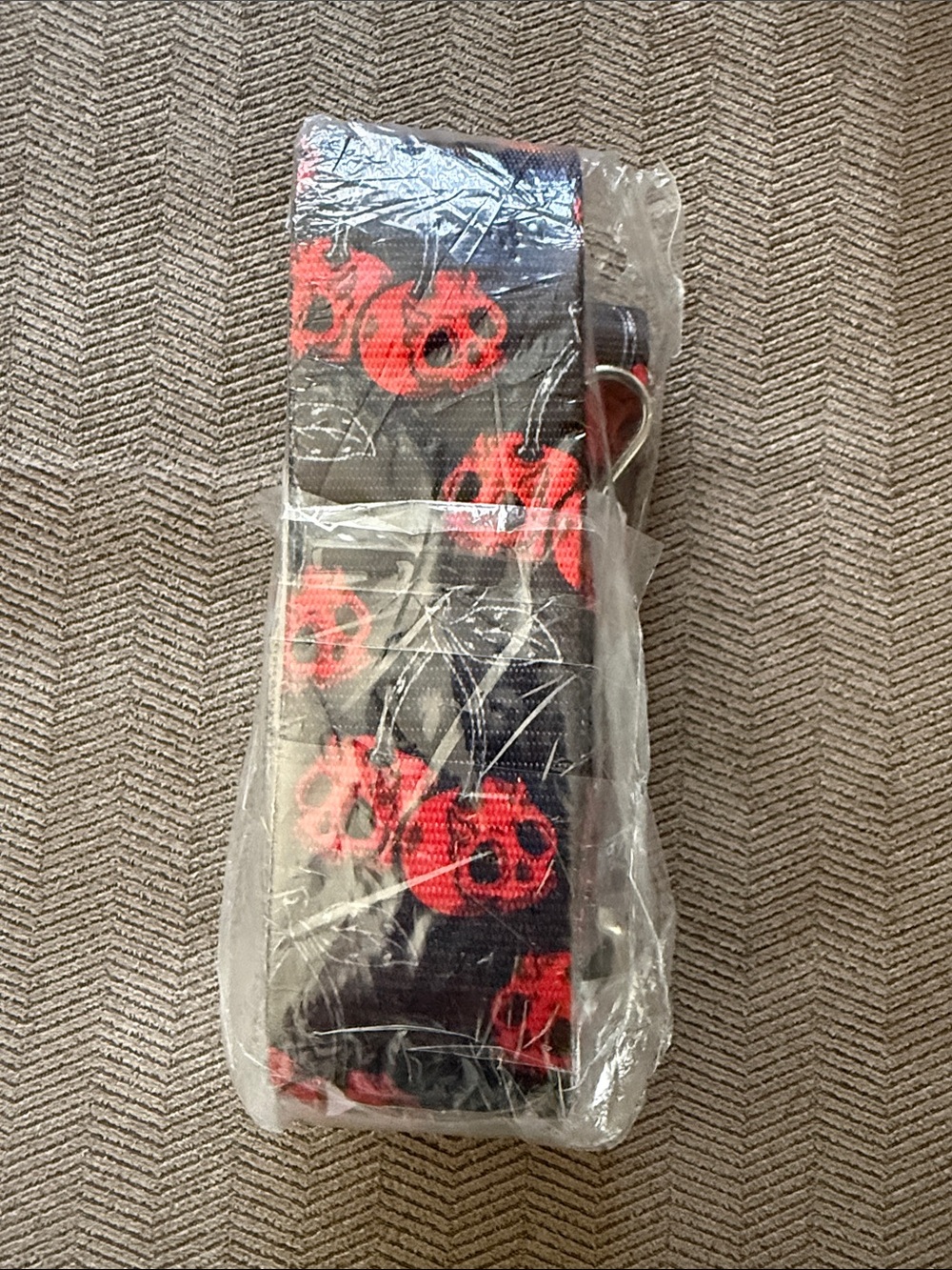 Black Crossbody Strap with Red Skull Design - NWT!